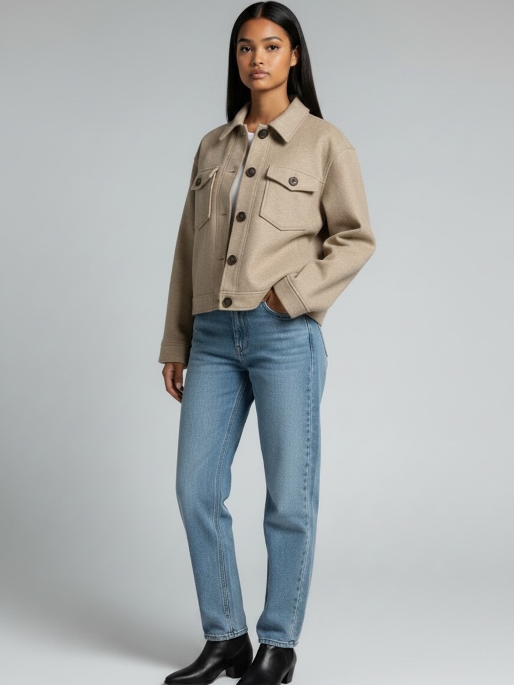 Vero Moda Beige Utility Shacket Jacket